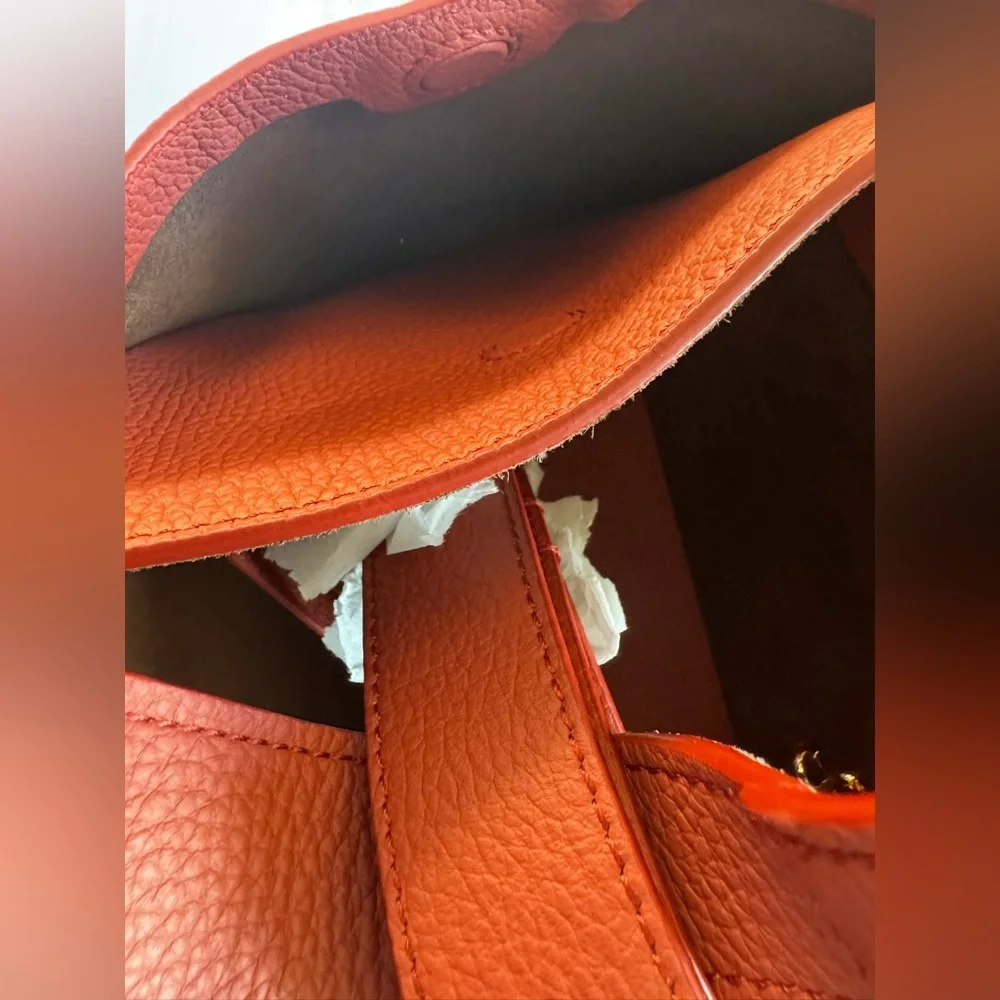 NWT Cuyana Double Loop Satchel in Dark Terracotta Pebbled Leather